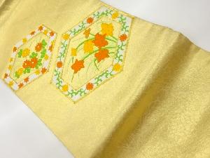 金駒刺繍亀甲に草花模様名古屋帯